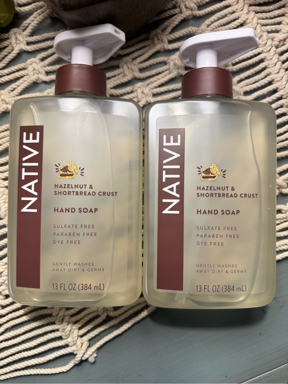 NEW Native (2) Hazelnut & Shortbread Crust Hand Soaps 13 fl Oz Each